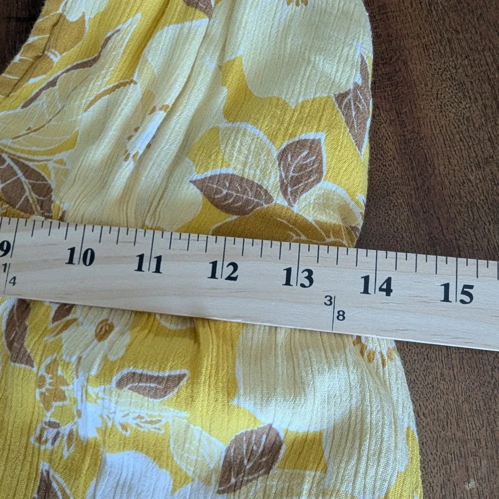 Abercrombie & Fitch Yellow Floral Tie-Strap Tiered Maxi Dress Smocked Boho‎ XS